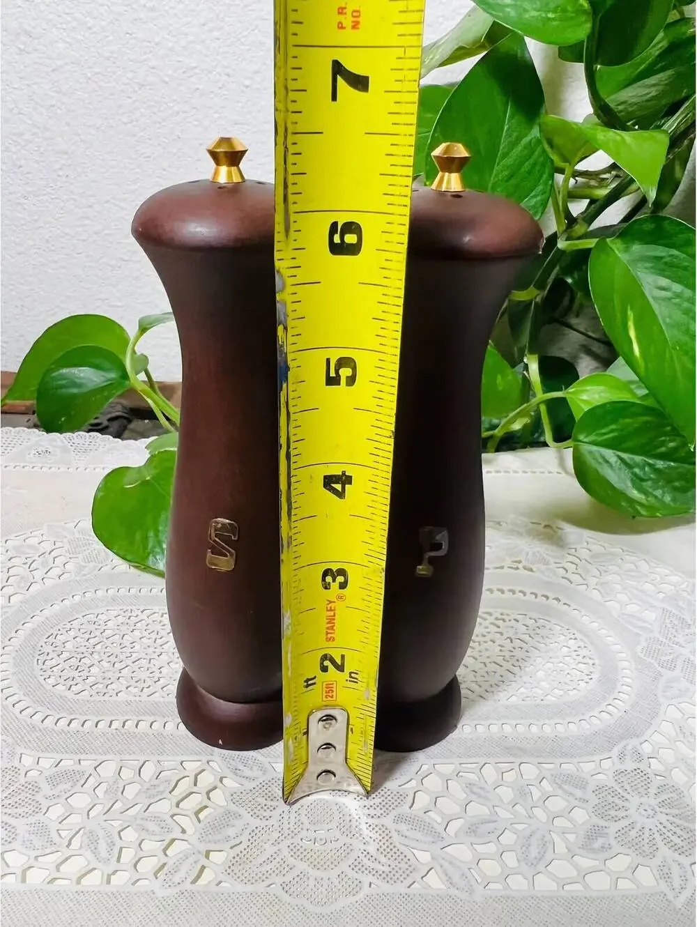 Vintage Japan Wooden with Gold Accents Salt and Pepper Shakers
